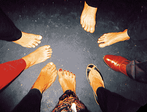 the feet of the performers after the last show