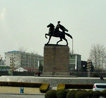 statue of a man on a horse in Beijung China, copyright 2004-2014 Janet Kuypers